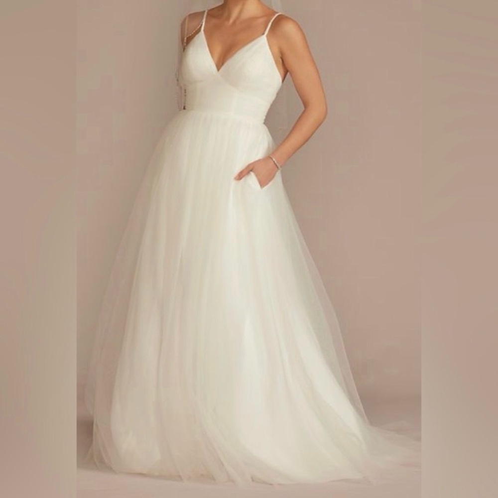 Elegant White Gown with Spaghetti Straps